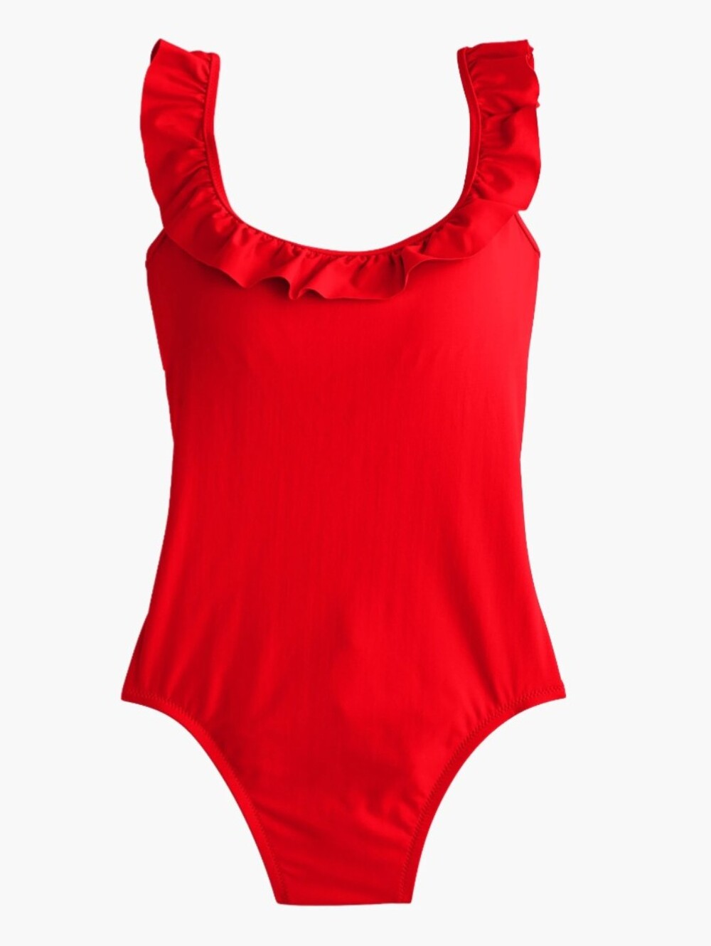 J Crew Ruffle Scoop Back One Piece Swimsuit 12 Red Beach Vacation Tomato Girl